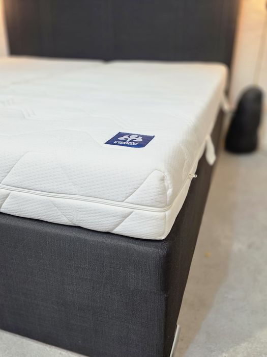 Łóżko kontynentalne grafitowe 180x200 z materacem | Transport GRATIS