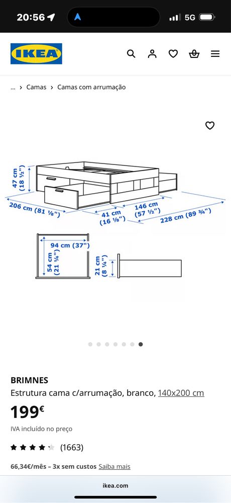 Cama de casal com arrumação