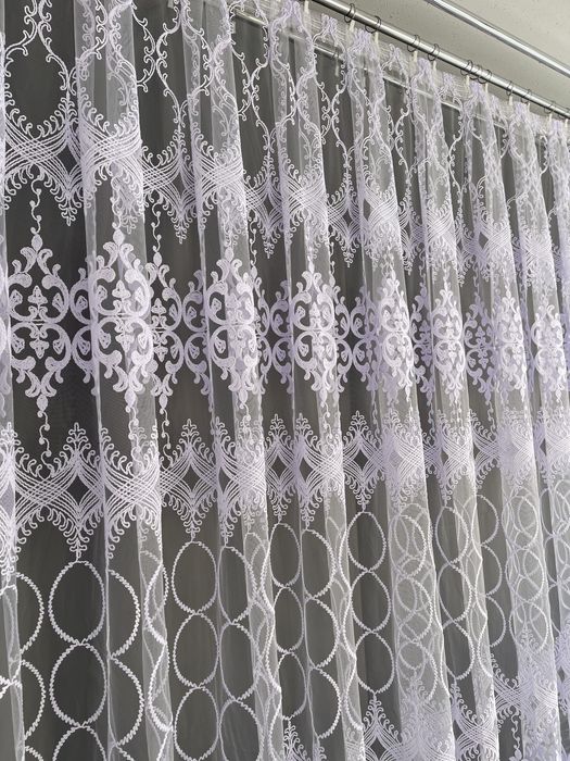 Тюль Фатін з вишивкою шиніль