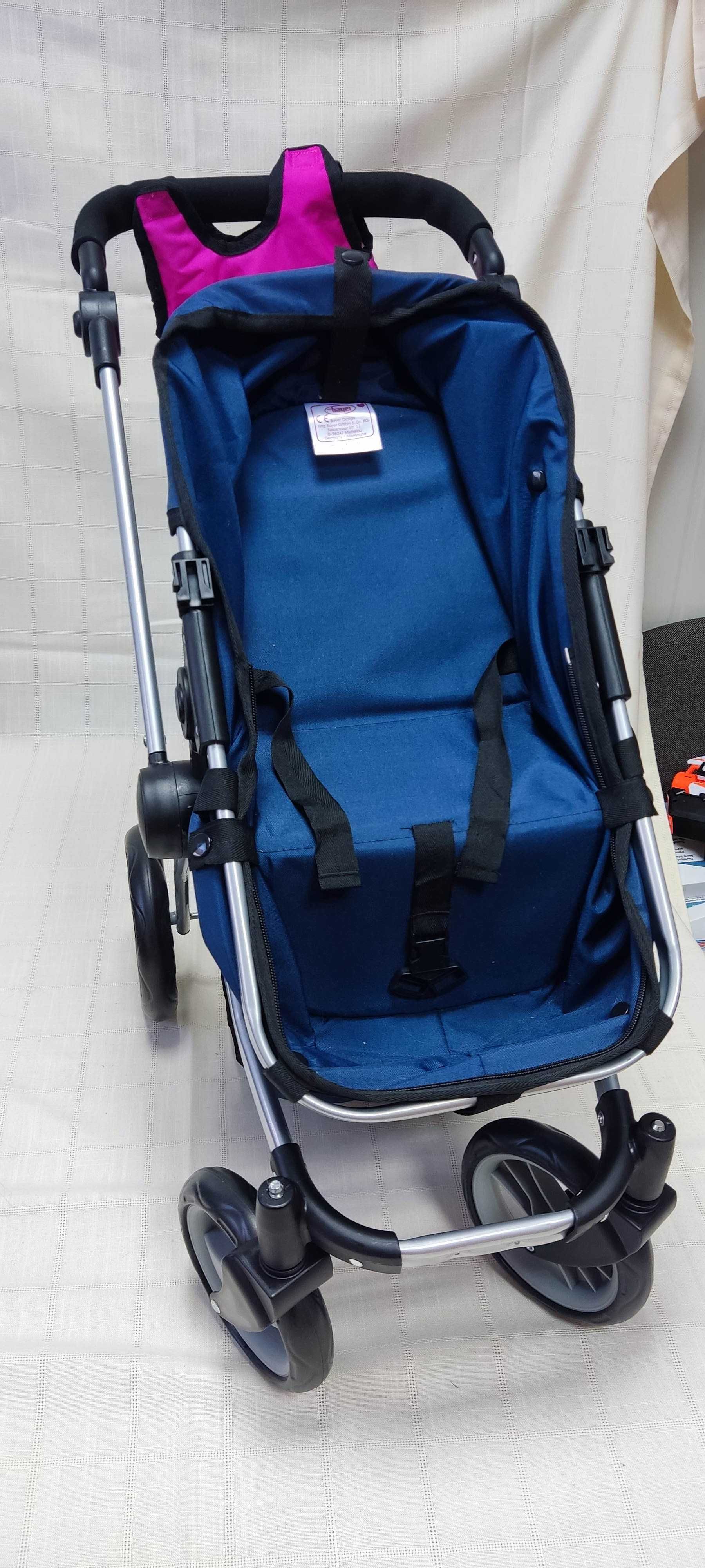 Wózek dla lalki Bayer z akcesoriami Ciemnoniebieski