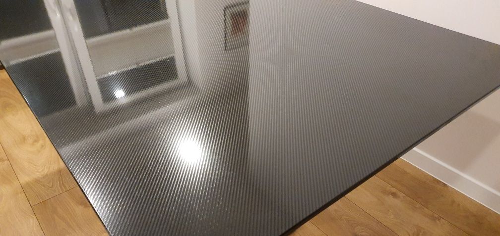 Stół 150x90 , szkło ,Czarny Carbon 5d, jedyny w swoim rodzaju