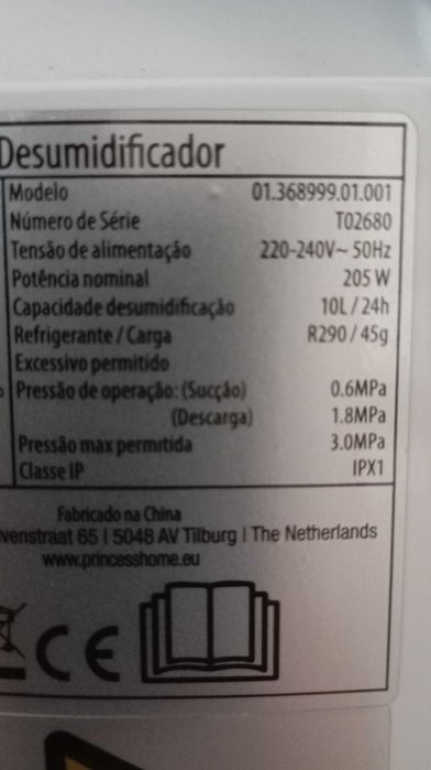 Desumidificador PRINCESS 10 Litros