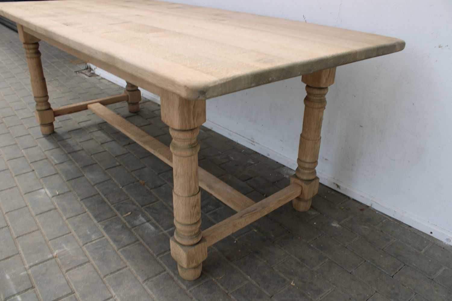 Solidny oczyszczony kolonialny stół dębowy z litego drewna 195cm  495