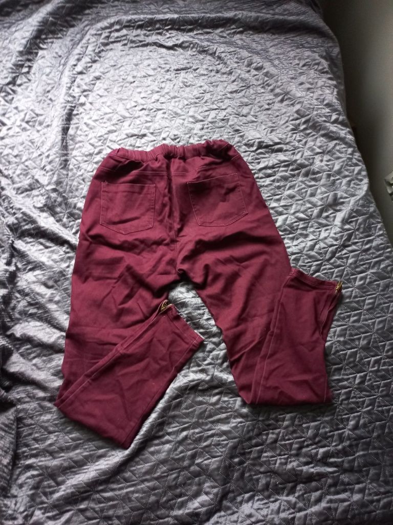 Bordowe spodnie jeans M 38