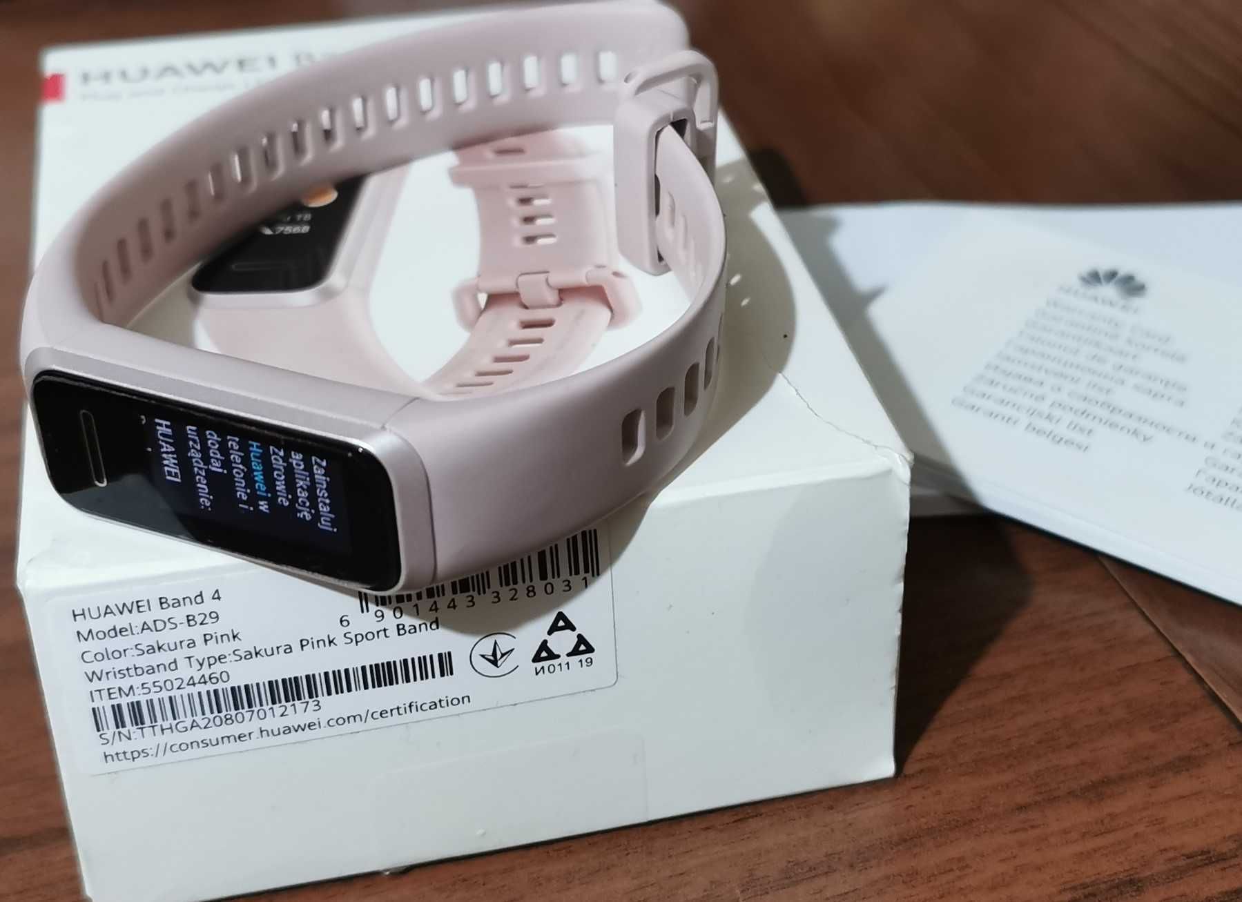 Smartwatch sportowy Huawei Band 4 model ADS-B29 Sakura Pink