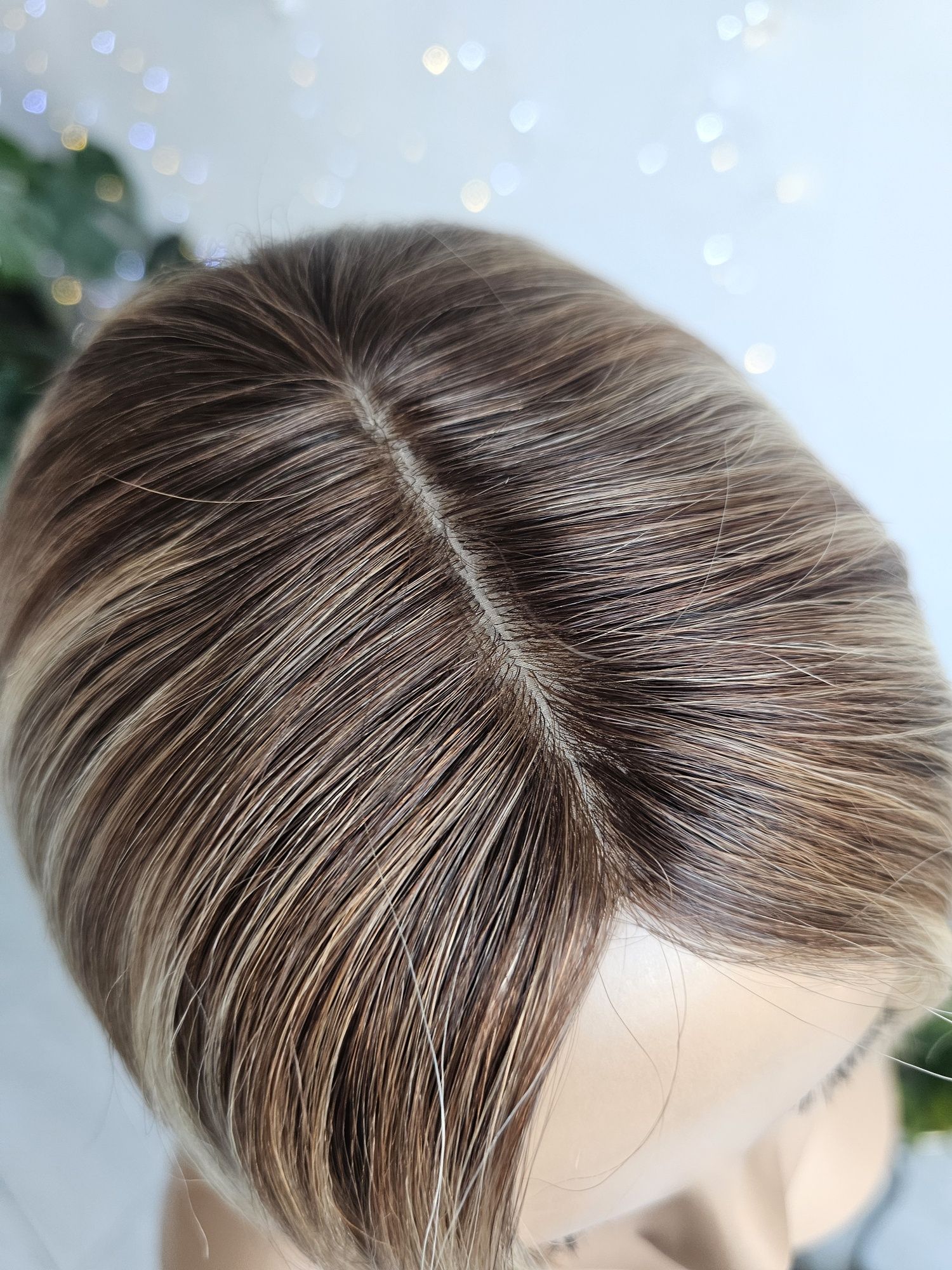 Topper z włosów naturalnych Rita imitacja skóry blond brąz tupet