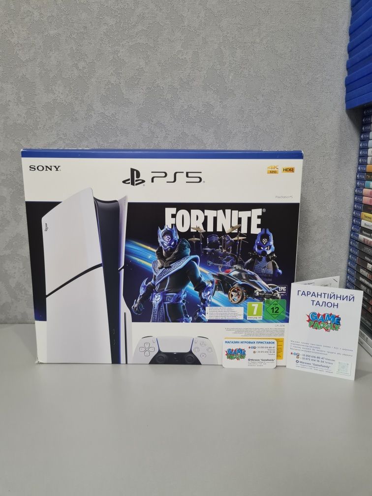 New Ps5 Slim 1TB SSD CFI20 Blu-Ray Blu Ray Fortnite Cobalt Star Bundl