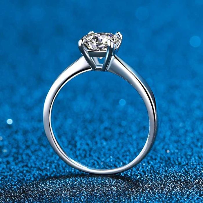 Anel Ouro Branco 18K, 2CT, Zircônia Brilhante Redonda com Certificado