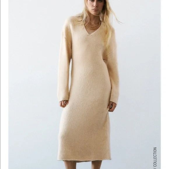 Zara стильное платье с альпакой
