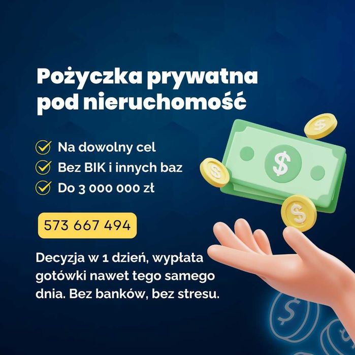 Szybka pożyczka hipoteczna – gotówka w 24h, bez BIK i baz