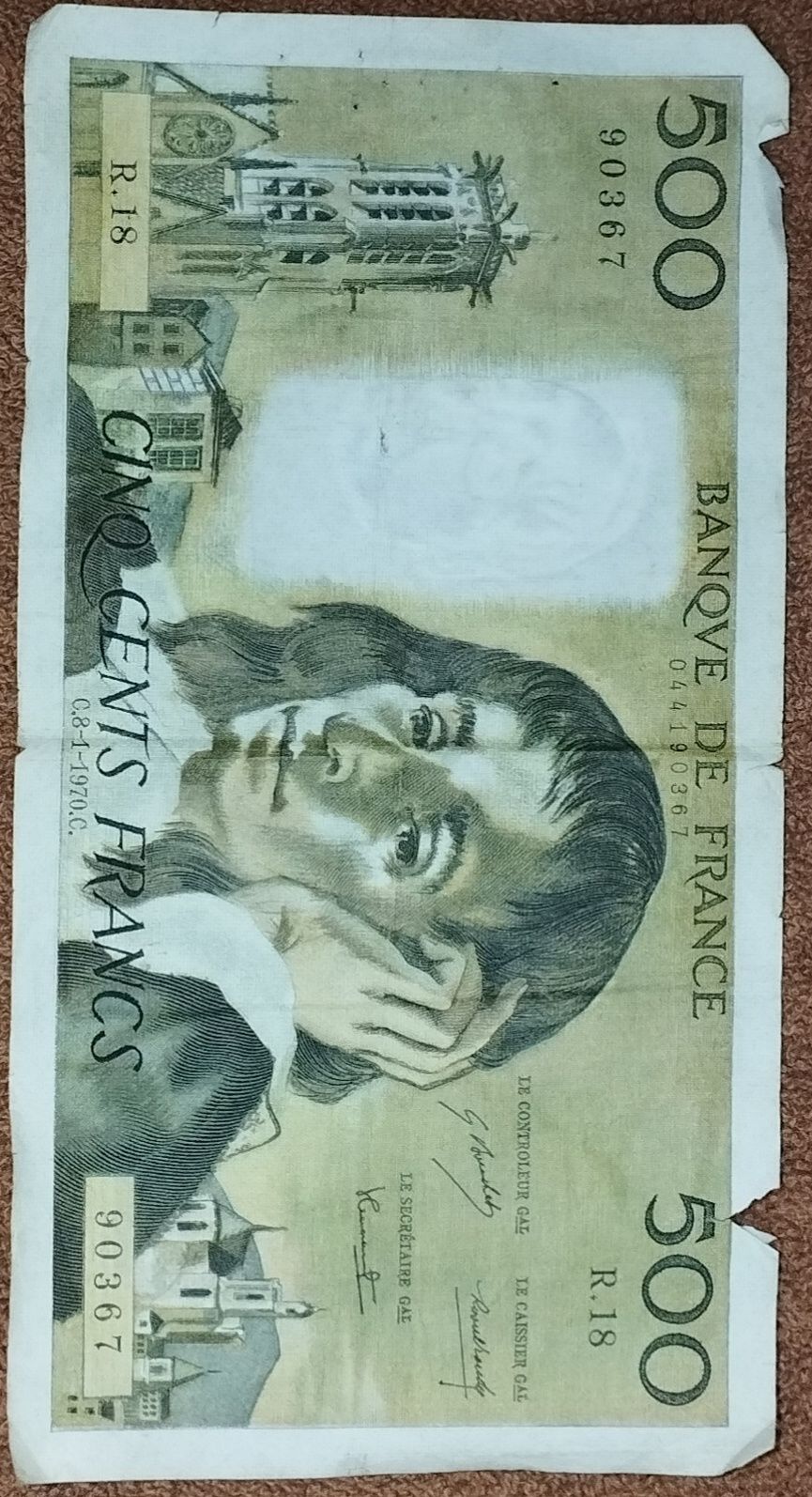 Nota 500 Francs r.18 1970