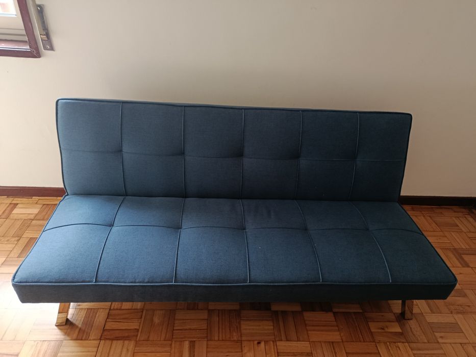 Sofá cama azul " novo "
