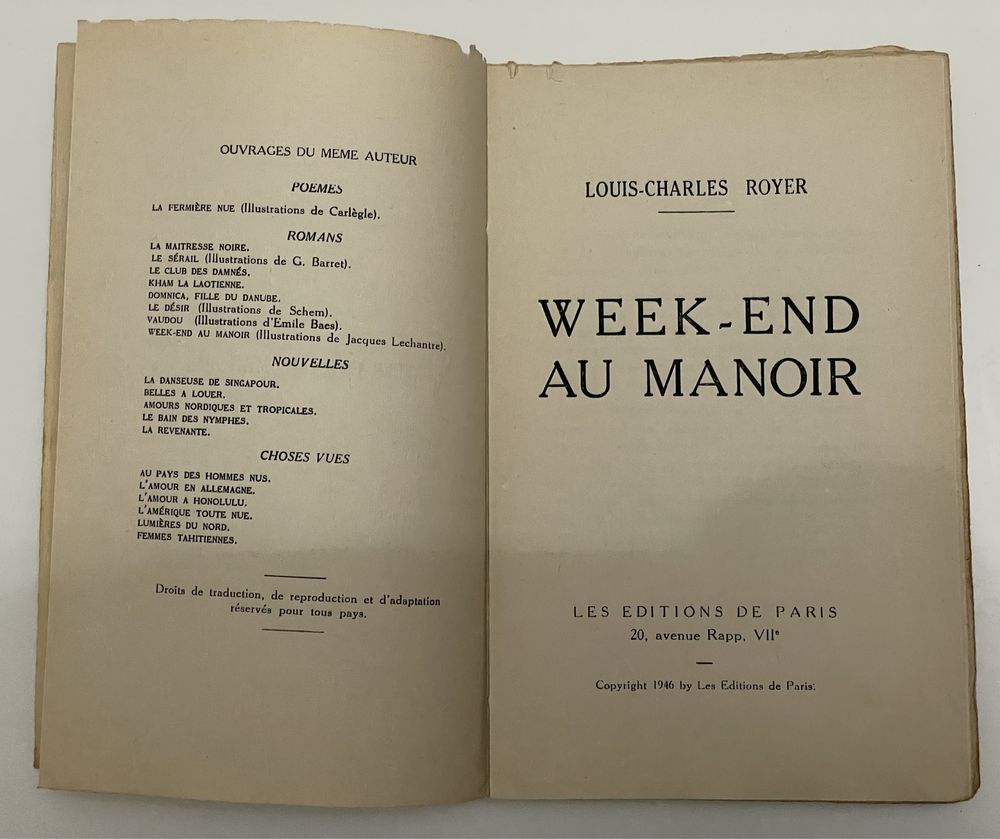 Livro Week-End Au Manoir - Louis-Charles Royer (Francês)