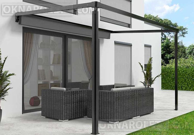 Pergola przyścienna tarasowa silnik + LED 400x400 Super Cena!