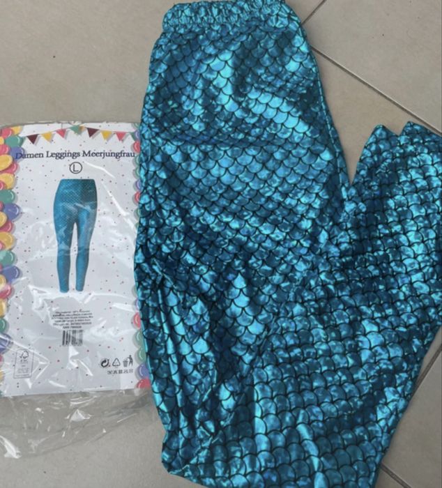 Legginsy holograficzne roz.L mermaid disco lata 80-te halloween