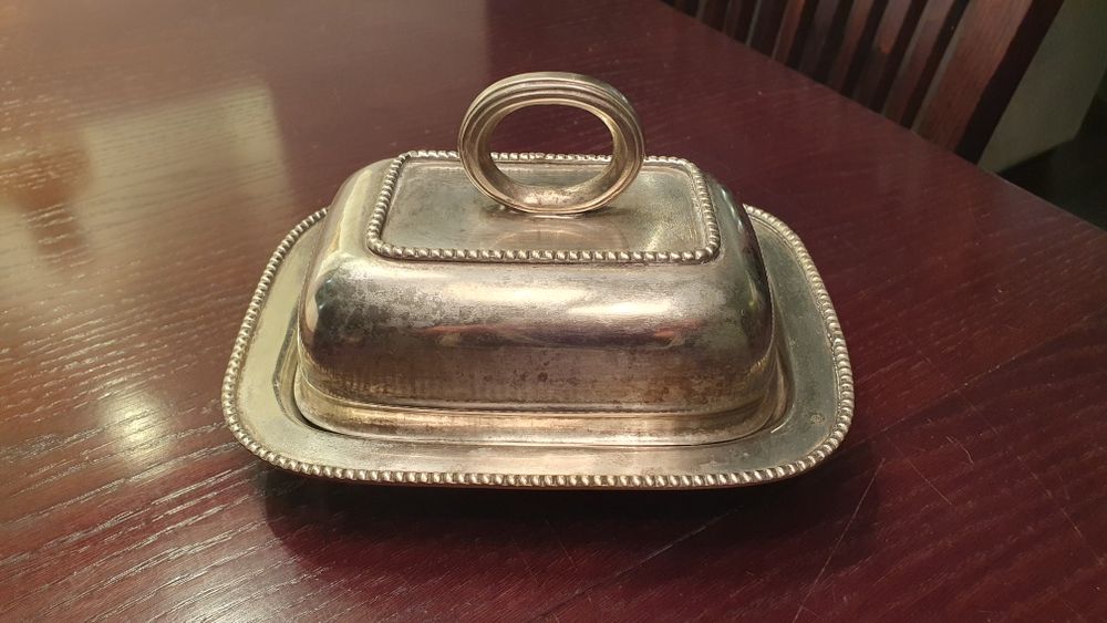 Posrebrzana maselniczka, srebro platerowane