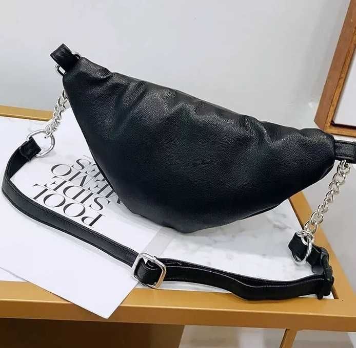 Жіноча женская белая черная сумка сумочка бананка месенджер на груди