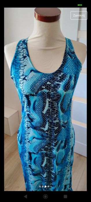 Sukienka na lato letnia midi niebieska wężowy print M/38/10