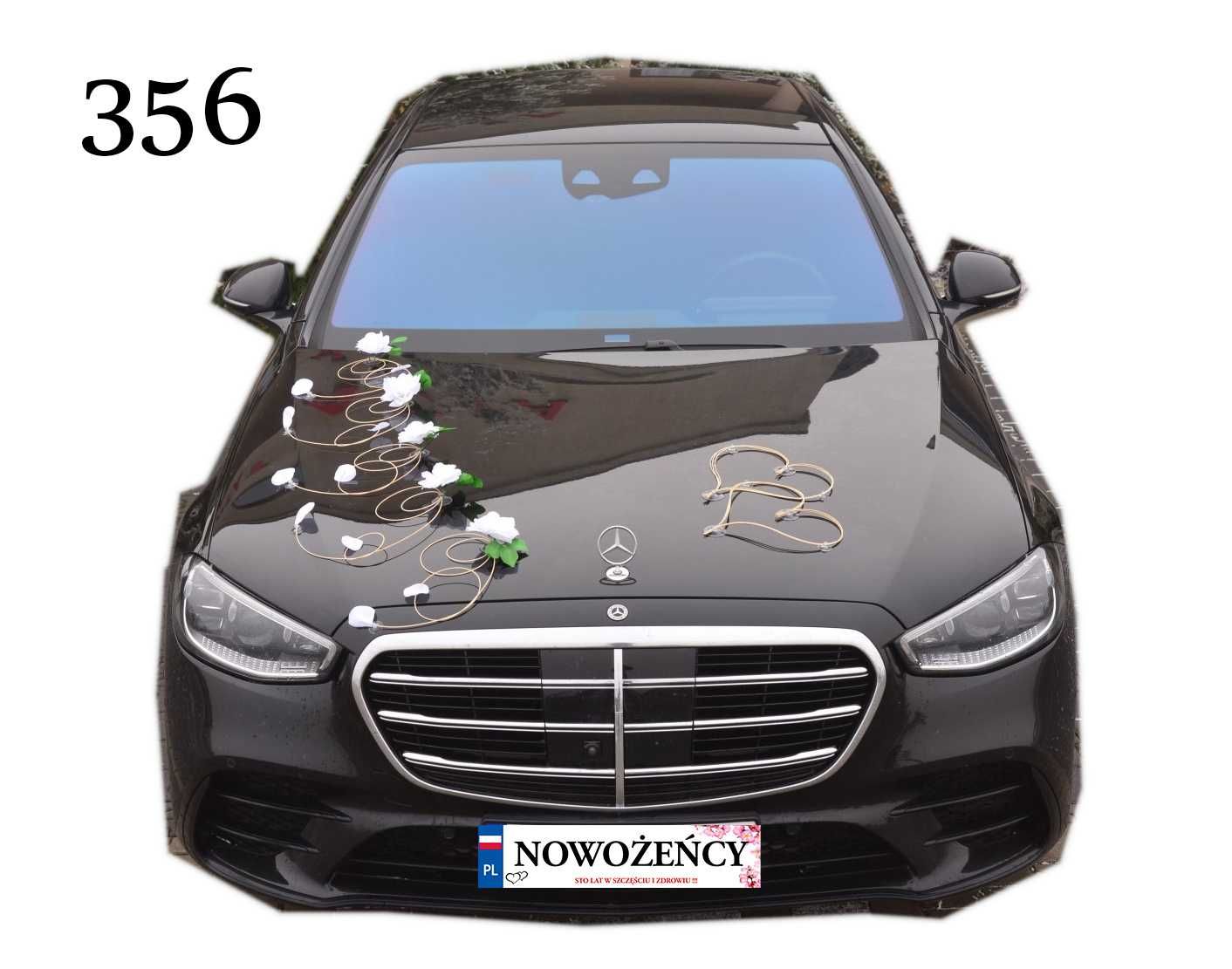 Dekoracja na czarny samochód-BIAŁE RÓŻE- ślub wesele Nr 356