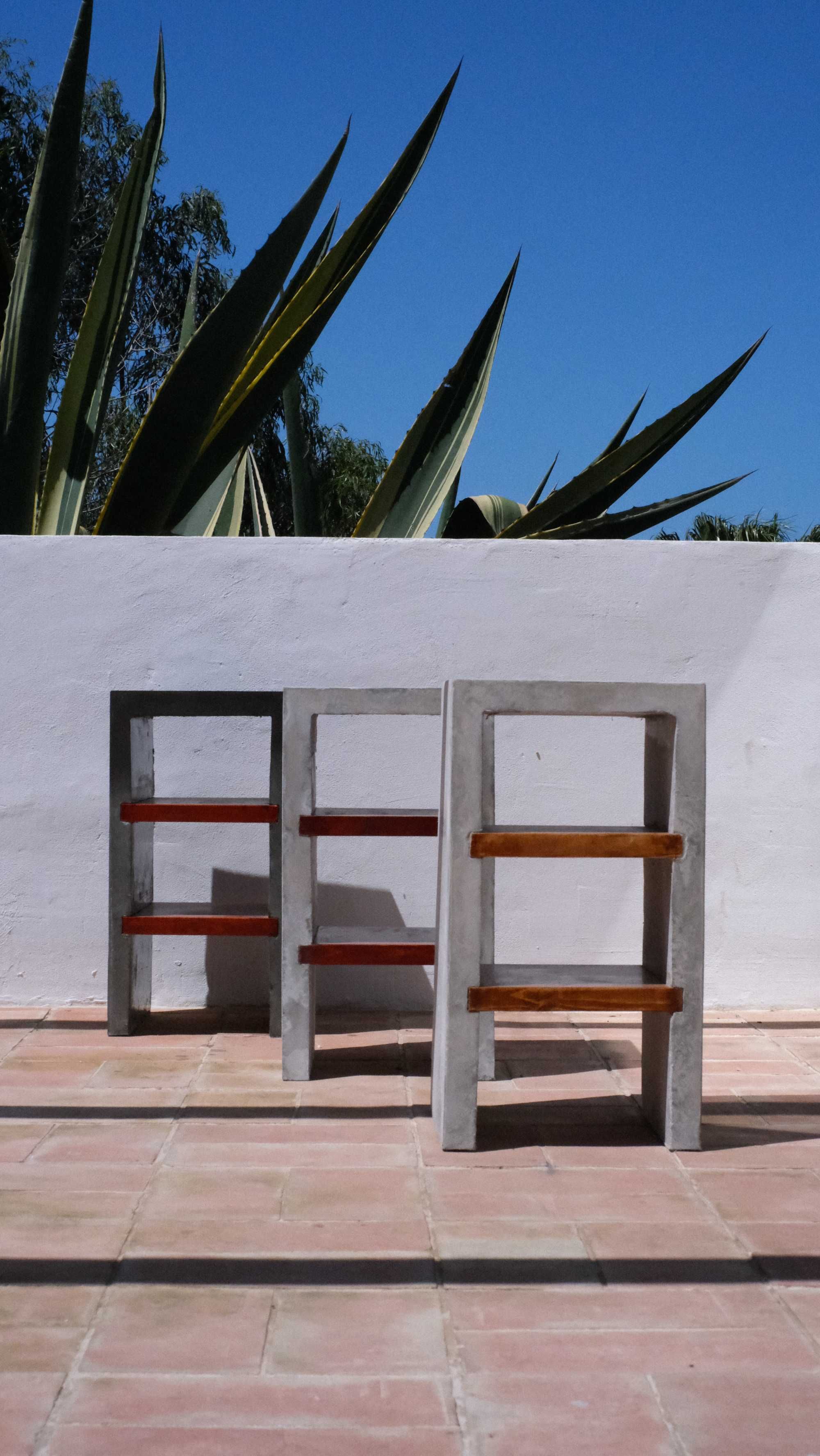 mesa cimento 2 shelves concrete table