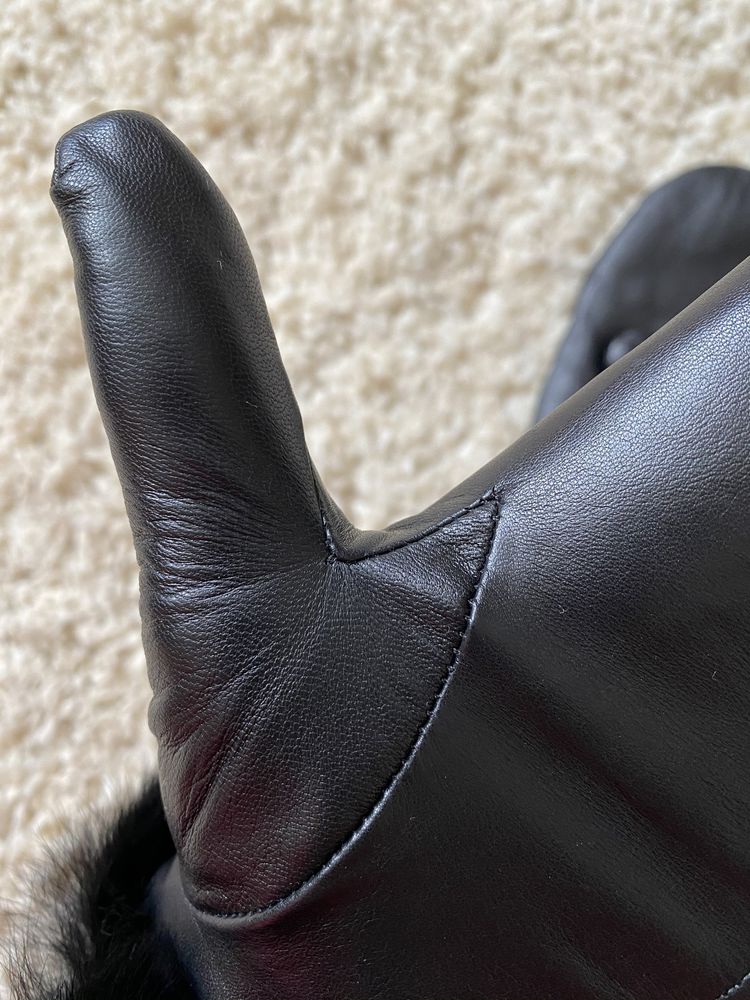 Ochnik czarne damskie skórzane rękawiczki z jednym palcem