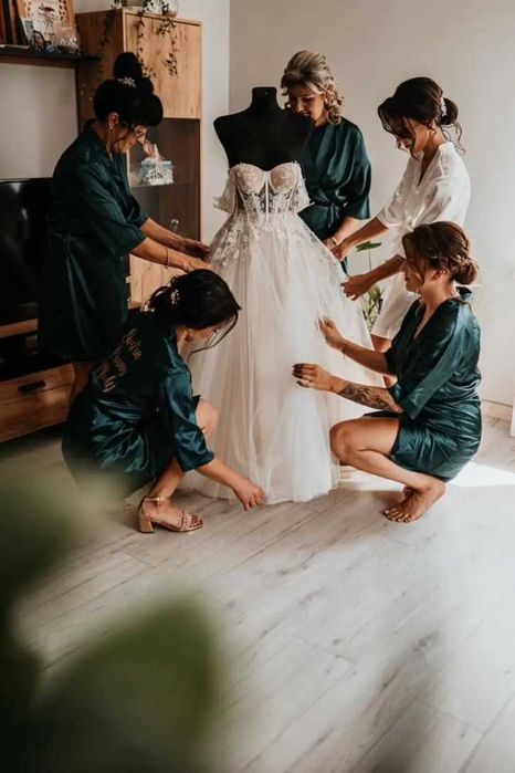 Zestaw czterech szlafroków Panna Młoda, Świadkowa, Mama, Siostra