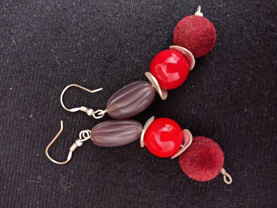 Kolczyki handmade szkło i akryl Jagody i Borówki