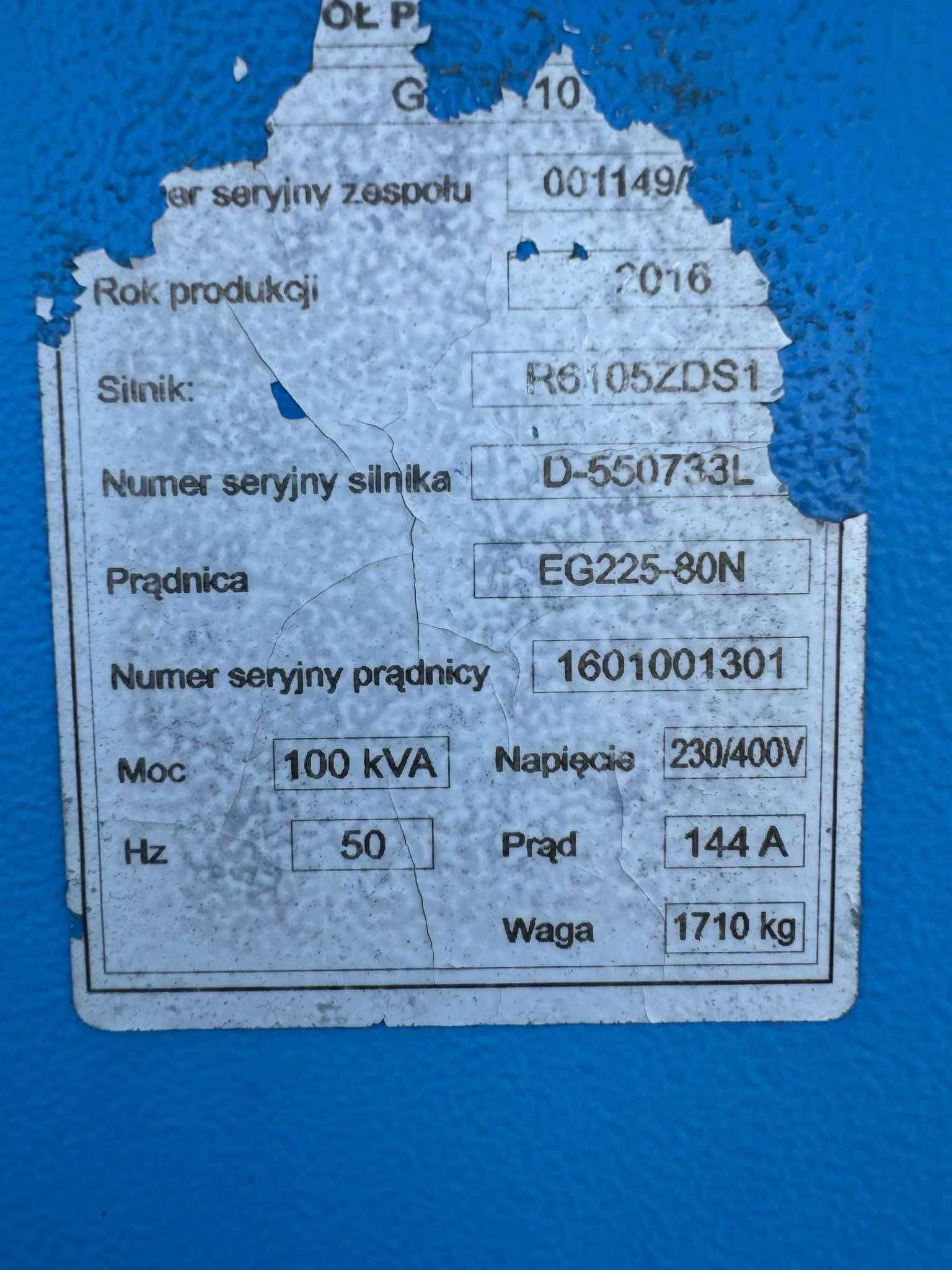Agregaty prądotwórcze - 2 szt - 136kVA i 100 kVA