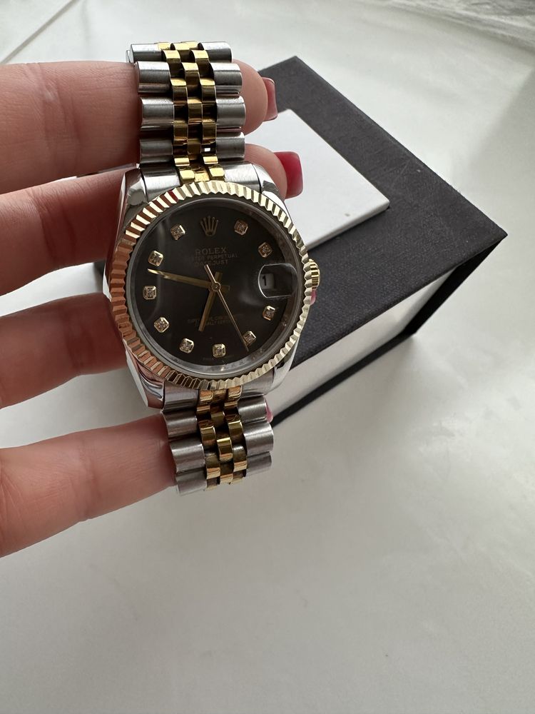 Наручний годинник Rolex Date Just Black Gold AAA+ механічні.