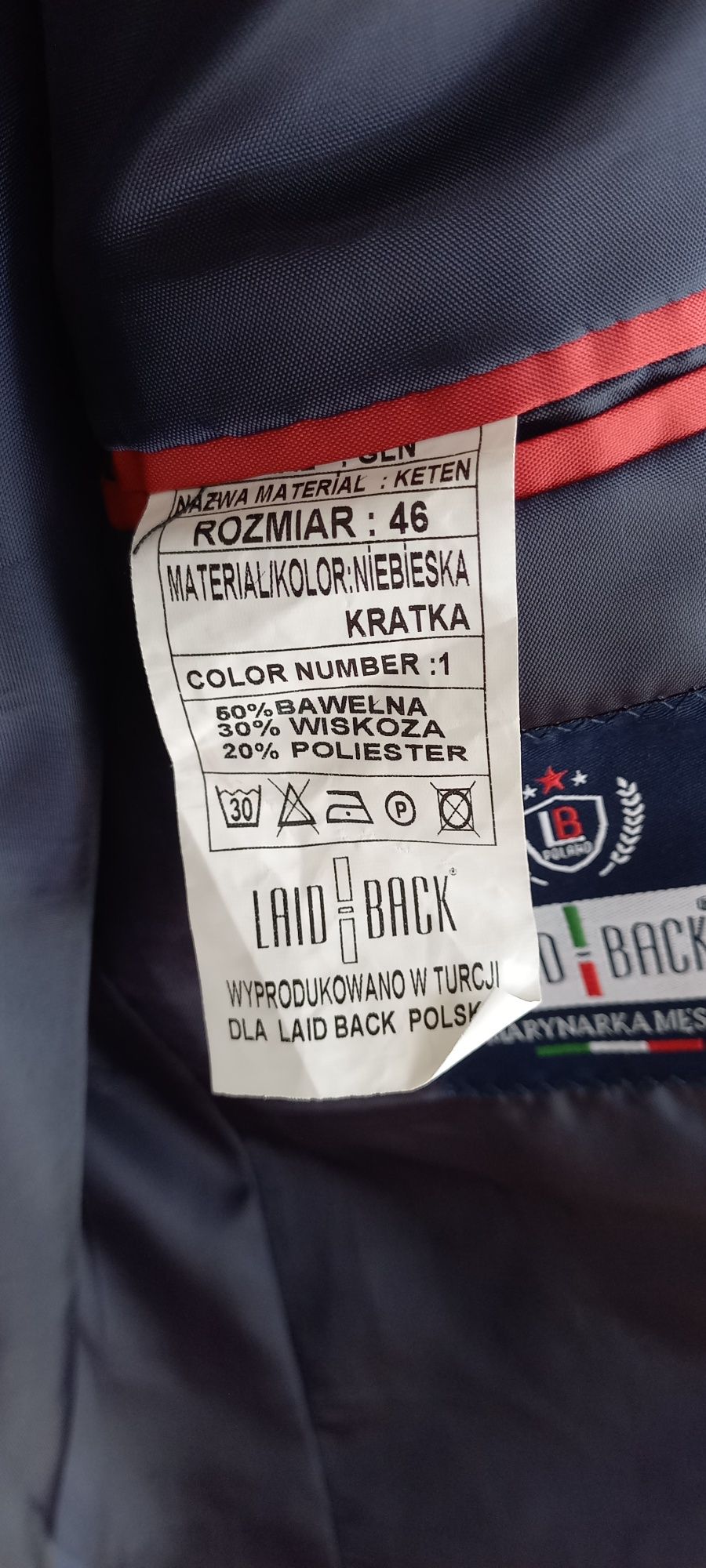 Marynarka młodzieżowa męska 46  niebieska w kratę S