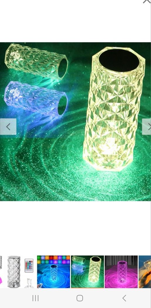 Lampa LED dotykowa Lampka Kryształowa Kolorowa Róża Kryształ RGB Pilot