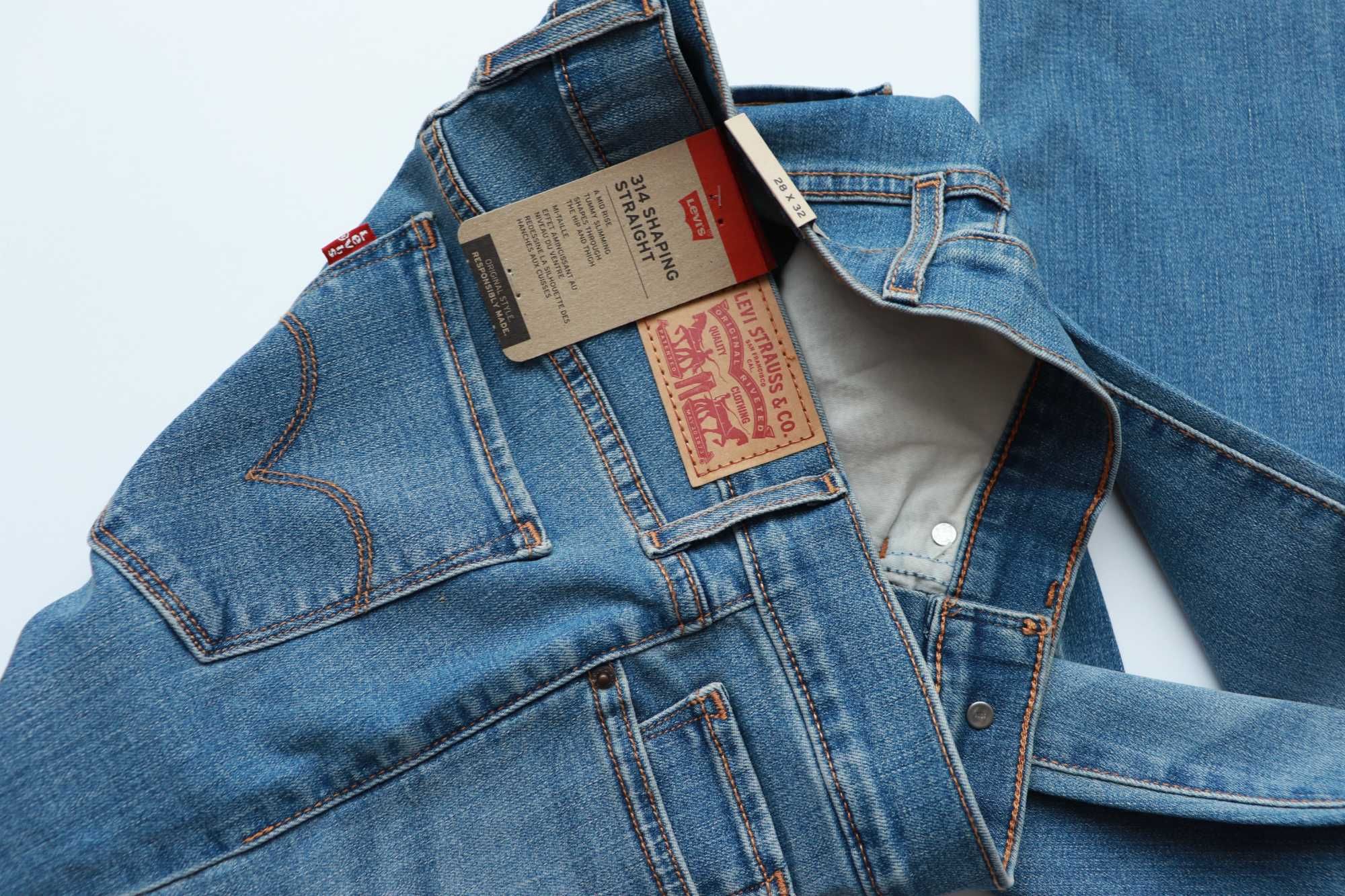 LEVIS 314 W28 L32 damskie spodnie jeansy nowe proste SHAPING STRAIGHT
