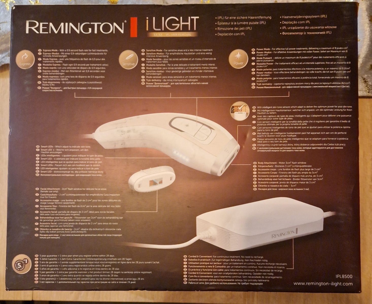 Depilator świetlny Remington I-Light IPL 8500 NOWY nieużywany gwarancj