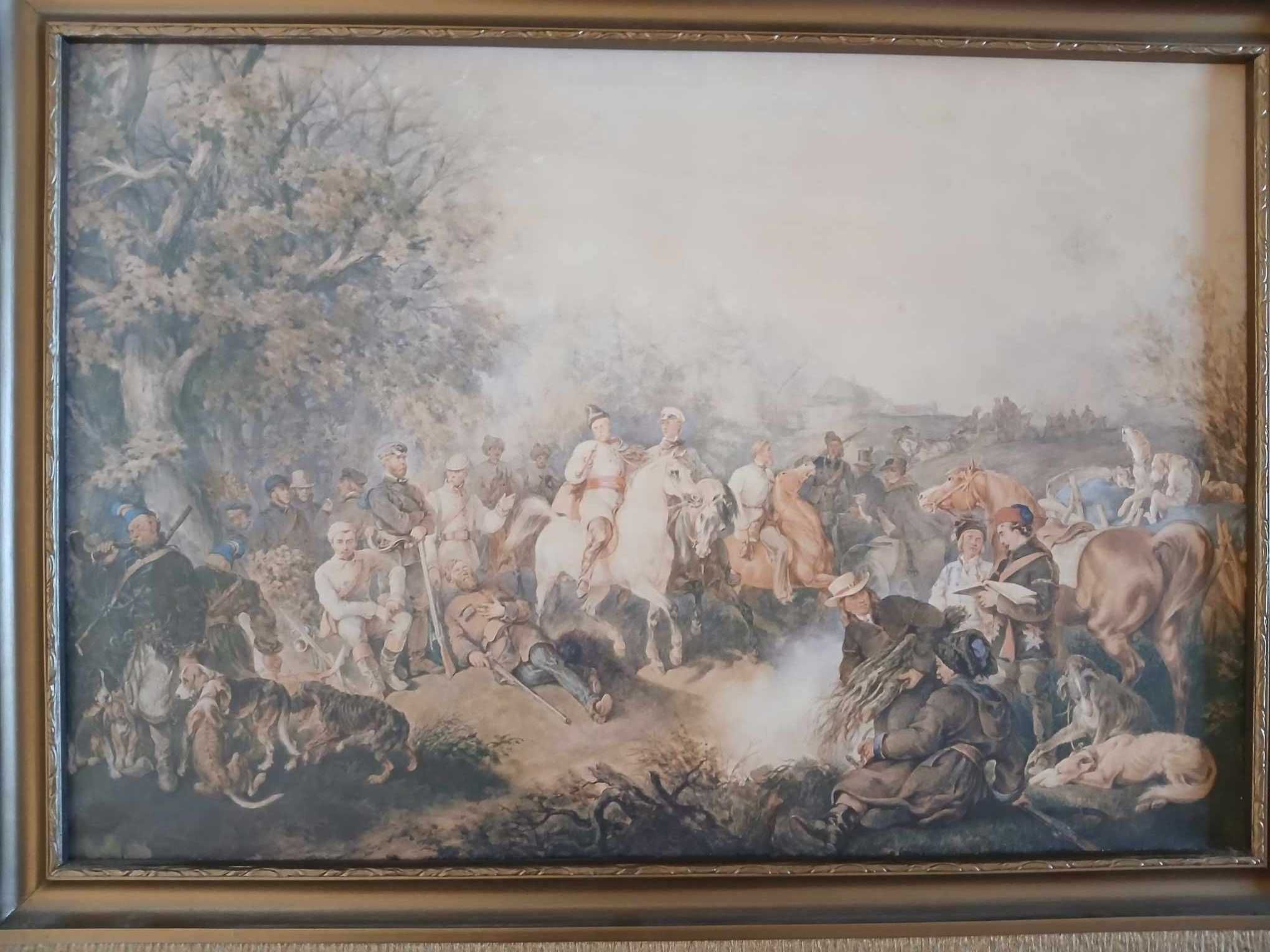 Obraz reprodukcja Polowanie w Poturzycy Juliusz Kossak w ramie 66x50cm