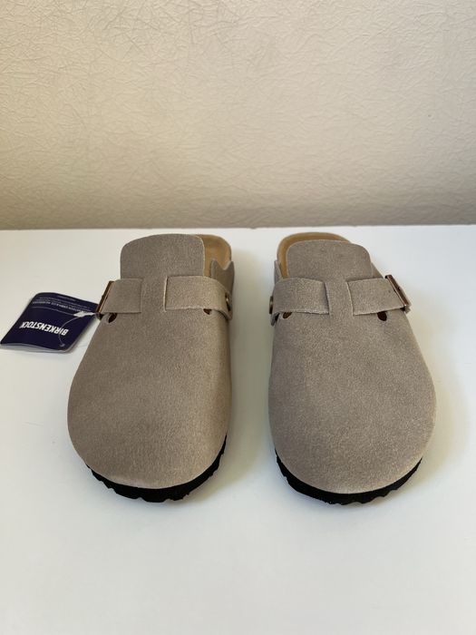 Birkenstock Boston сірі, розмір 38 (замшеві шльопанці)