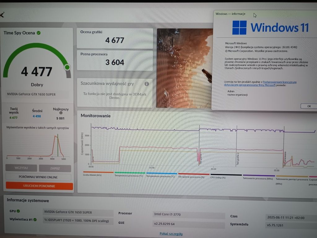 Zestaw komputerowy i7-3770, GTX 1650 Super, 16GB RAM, 240GB SSD + 1TB