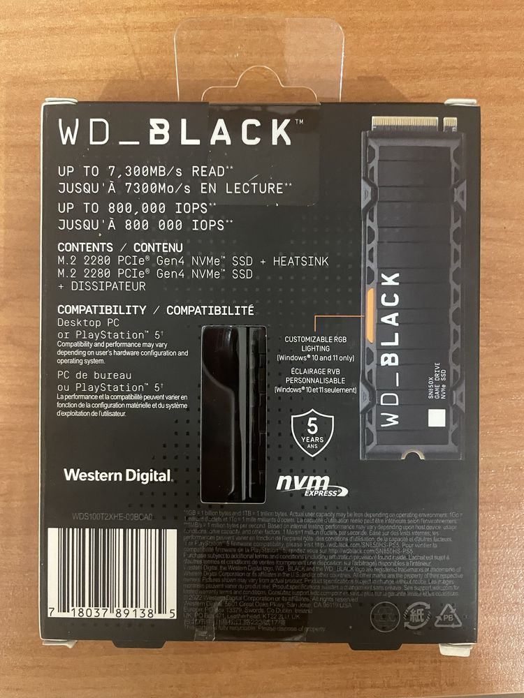 SSD Накопитель Western Digital Black SN850X 1TB