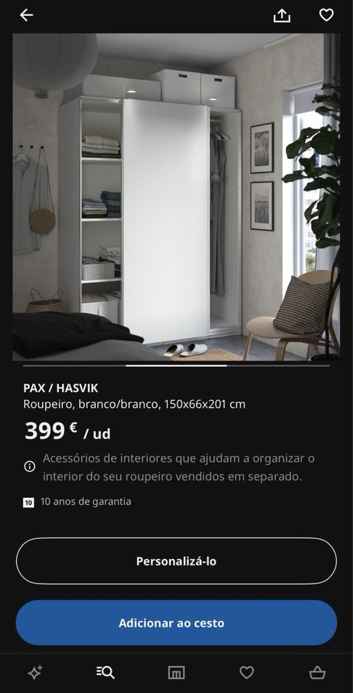 Armário/Guarda-fatos IKEA - Pax/Hasvik