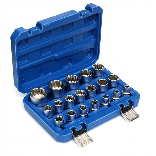 Zestaw Kluczy, Nasadek 12-Kątnych Spline 1/2" 8-32/19El. Kd10347 Kraft