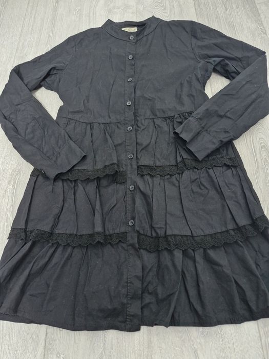 MiLady sukienka koszulowa z falbankami w kolorze czarnym rozmiar S/M