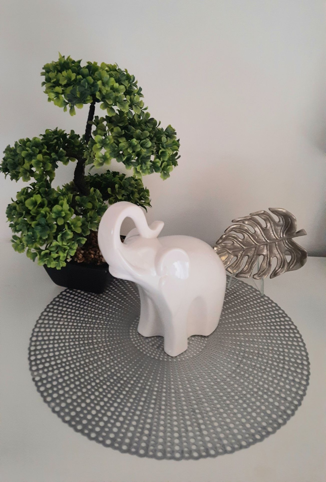 Figurka słoń na szczęście biały słonik ceramiczny 17cm
