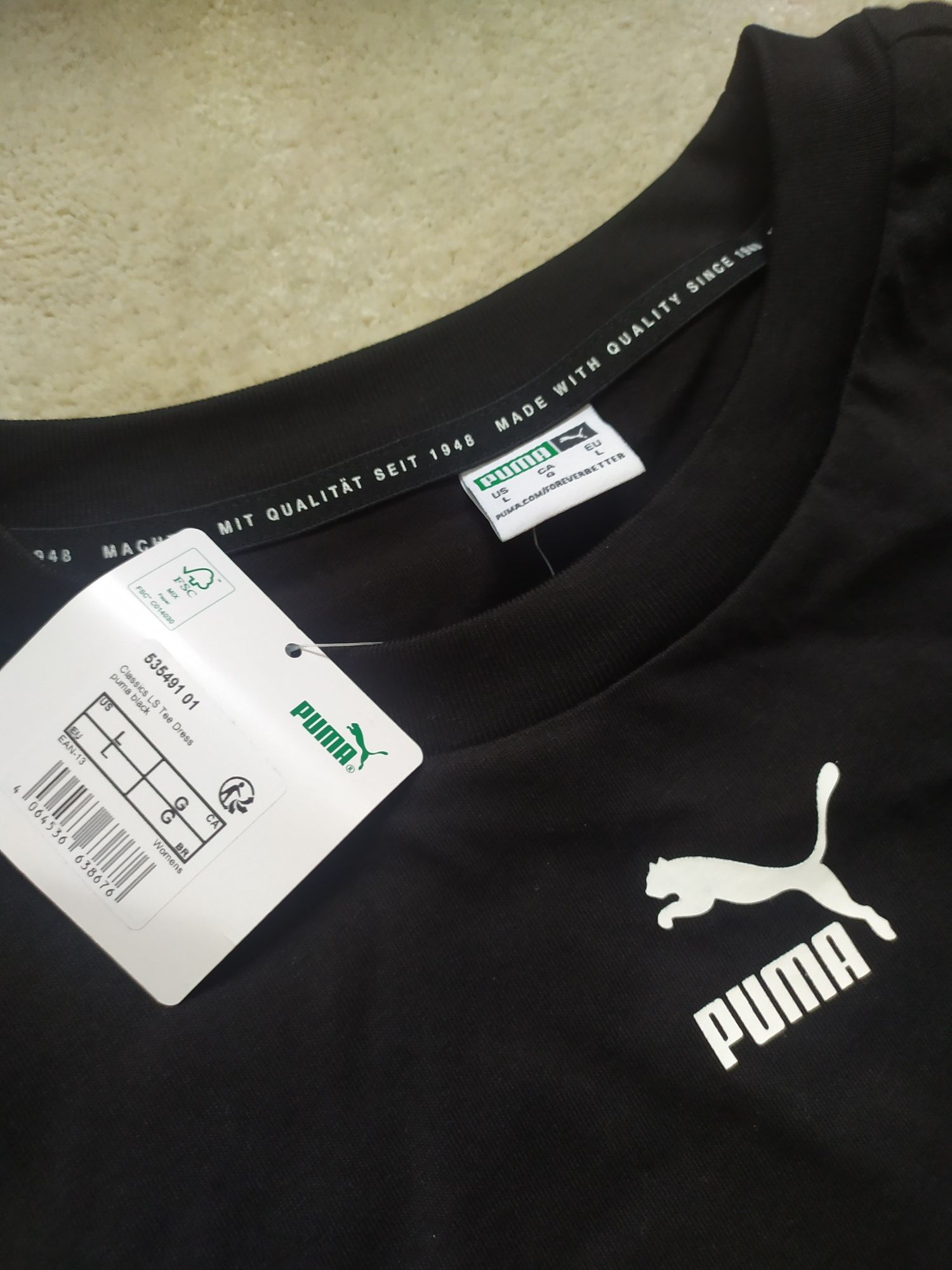 Sukienka Puma Classics Czarna L z długimi rękawami