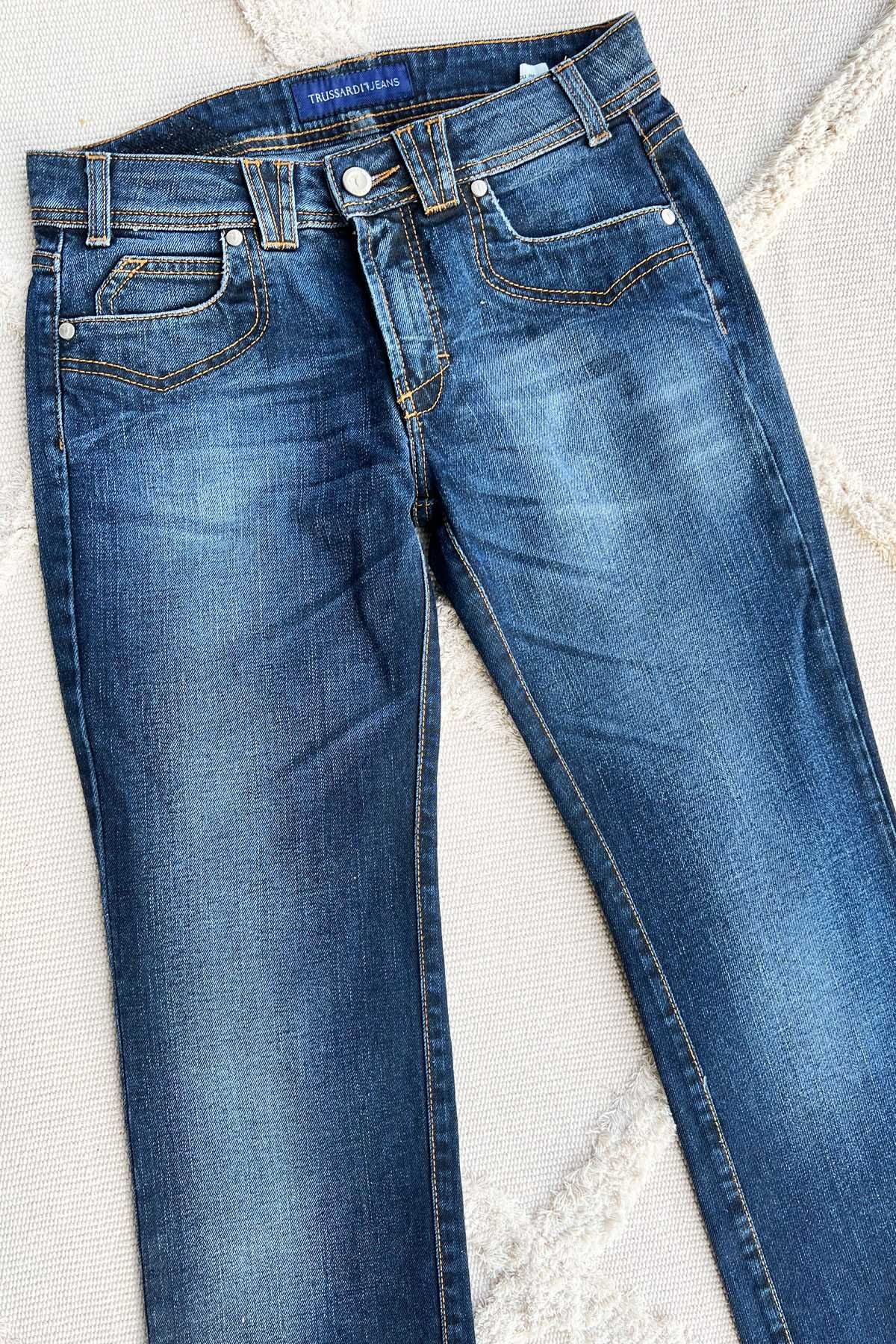 Trussardi Jeans spodnie granatowe jeansy niski stan rozm. 26 pas 76 cm