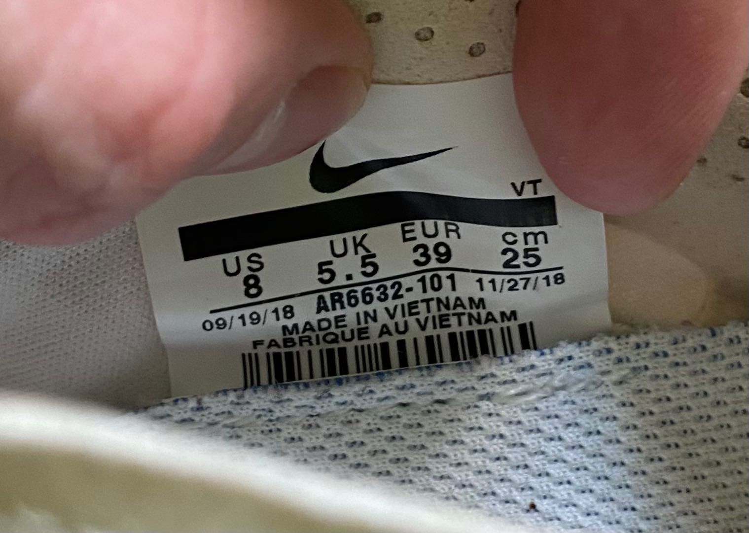 Кроссовки Nike Air VaporMax размер 39 стелька 25