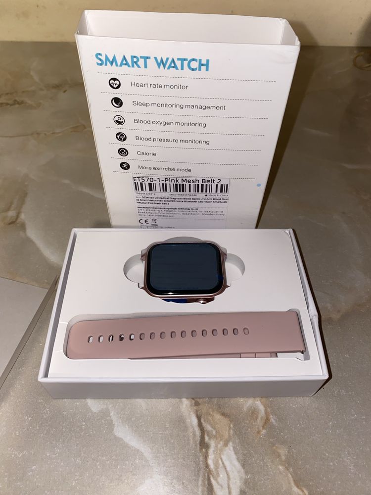 Smart watch pudrowy róż nowy zestw