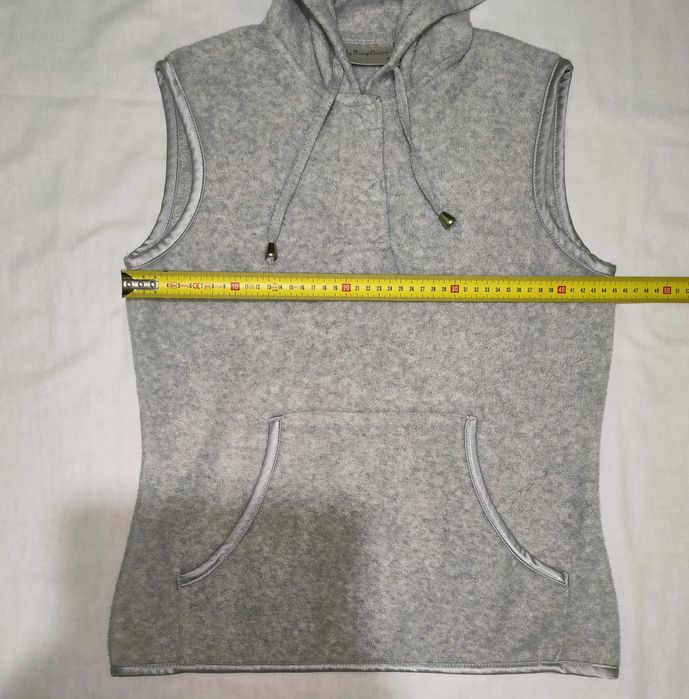 Bezrękawnik szary z kapturem Kamizelka r.10