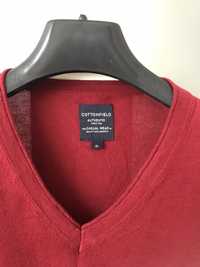 Cieniutki męski sweter w serek rozmiar XL