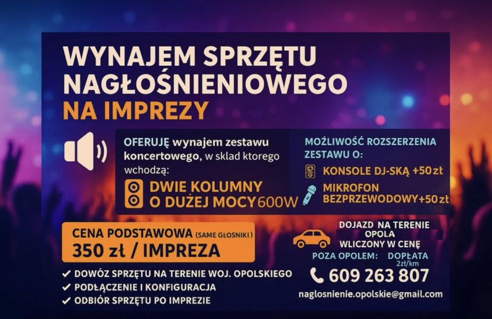 Nagłośnienie na imprezy!!! 18stka, wesele  , urodziny