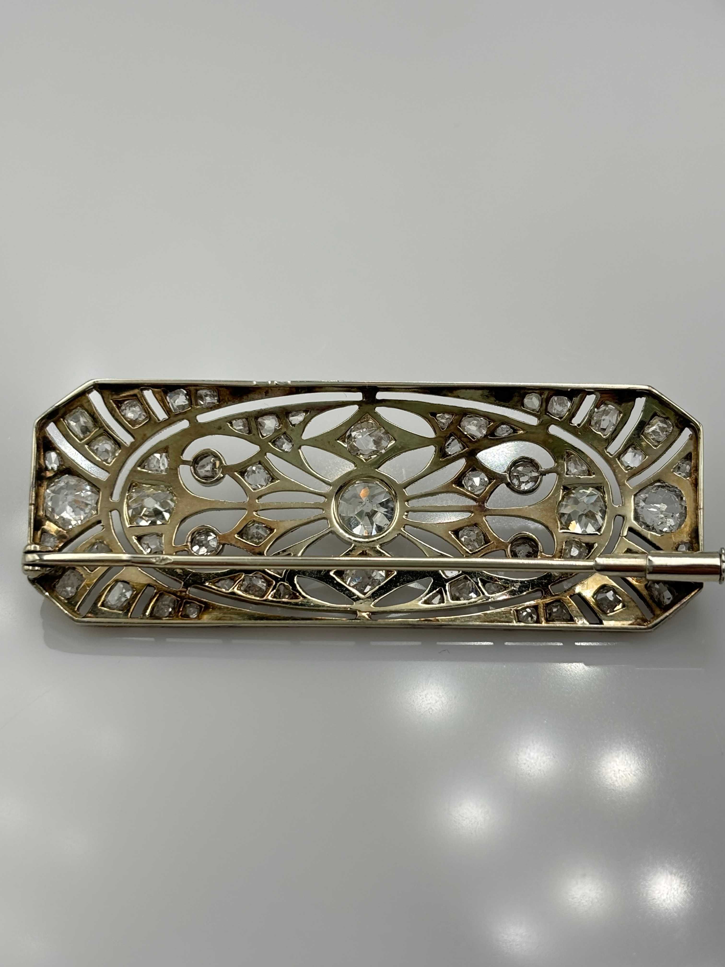 Broszka 3,40ct Art Deco z naturalnymi diamentami brylantami