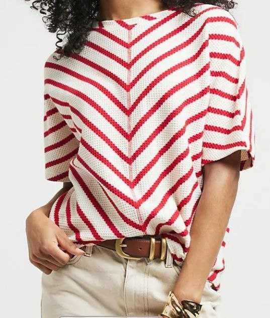 Жіноча блузка топ River Island з бавовни в червону смужку р.М (12/14).